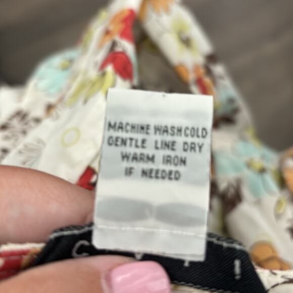 Cabi Red and Brown Floral A-Line Knee Length Skirt Zippered Back Size 4 - Picture 7 of 8